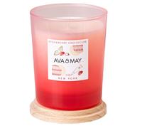 AVA & MAY Candela profumata Cheesecake alla fragola (180g) - Vasetto di vetro con candela all'aroma di Cheesecake con rosa, fragola e vaniglia - Candele fatte a mano
