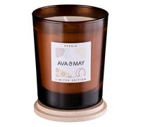 AVA & MAY Persia Candela profumata (180g) - Portacandele in vetro con dolce profumo di fico, gelsomino e neroli - Candele fatte a mano con un tocco orientale