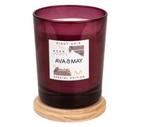 AVA & MAY Bordeaux - Candela profumata vegana in barattolo di vetro con fragranze fruttate di lampone, pesca e ribes - realizzata a mano in cera di soia al 100%