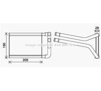 AVA QUALITY COOLING KA6296 radiatore riscaldamento abitacolo 121 mm x 193 mm x 20 mm