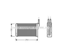 AVA QUALITY COOLING RT6087 radiatore riscaldamento abitacolo 213 mm x 158 mm x 42 mm