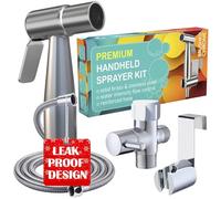 Avabay Premium Hand Held bidet spruzzatore - pannolino Shattaf spruzzatore - igiene - Set doccia ad alta pressione adattato/No fughe - acciaio inox spazzolato cromo detergente per WC - free bonus