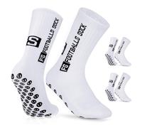 AVABEST Calzini da calcio da uomo, 2 paia di calzini da calcio, per uomo, 35-39, 39-46, 46-50, calzini da calcio, antiscivolo, per pallacanestro, corsa, ciclismo, tennis, bianco, 35-39