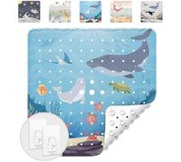 avakido® Tappetino doccia antiscivolo bambini 53x53 cm - Con 2 ganci inclusi - Tappeto quadrato antiscivolo senza BPA, lavabile e antimuffa