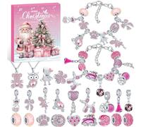 AVAKY Calendario Avvento 2025 Bambina Kinder Gioielli, Calendario Dell'Avvento Fai da te Charms Kit, Calendario Avvento Braccialetti Collane Regalini Natale Bambini Ragazza 5 6 7 8 9 10 11 12 13 Anni