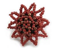 Avalaya Anello elastico a forma di girasole con perline in vetro e acrilico da 35 mm, taglia S/M