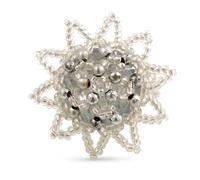 Avalaya Anello elastico a forma di girasole con perline in vetro trasparente e acrilico da 35 mm, taglia M