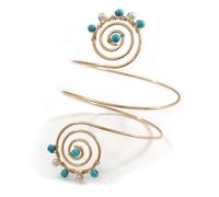 Avalaya Bracciale con perle turchesi e perline dorate - disponibile in taglia M - circa 27 cm di lunghezza (diametro interno 85 mm)