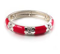 Avalaya Bracciale rigido con cerniera rotonda in cristallo trasparente smaltato/taglia M