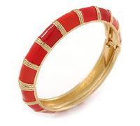 Avalaya Bracciale rigido incernierato rosso fuoco/carota smaltato/placcato oro/taglia M