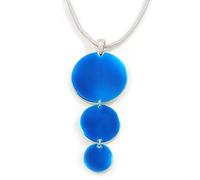 Avalaya Ciondolo a triplo disco smaltato blu con catena a serpente argentata, lunghezza 40 cm, estensione 8 cm