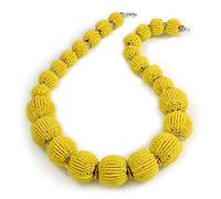 Avalaya Collana a sfera in vetro giallo limone con chiusura argentata, lunghezza 60 cm, Misura unica, Vetro