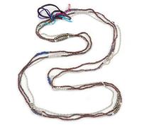 Avalaya Collana lunga a tre fili in vetro prugna con perline acriliche, lunghezza 100 cm