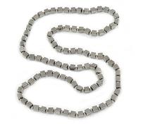 Avalaya Collana lunga con perline quadrate in vetro a specchio, lunghezza 88 cm