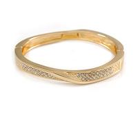 Avalaya Elegante braccialetto rigido con chiusura a cerniera, con cristalli trasparenti, taglia M/L