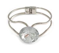 Avalaya Jumbo - Bracciale rigido rotondo con cristalli trasparenti, taglia M
