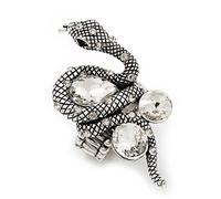 Avalaya Splendido anello elastico a forma di serpente con diamanti trasparenti (lunghezza 6 cm)