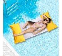 Avalon - Amaca Galleggiante per Piscina con Cuscini Pouf Galleggianti NET, Pouffe Amaca, Cuscino Piscina in Tessuto Tecnico Antistrappo Impermeabile, Arredo Moderno, Made in Italy (75x150cm-Giallo)