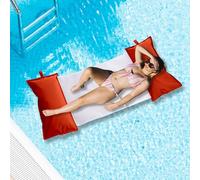 Avalon - Amaca Galleggiante per Piscina con Cuscini Pouf Galleggianti NET, Pouffe Amaca, Cuscino Piscina in Tessuto Tecnico Antistrappo Impermeabile, Arredo Moderno, Made in Italy (75x150cm-Rosso)