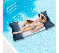 AVALON - Amaca Galleggiante per Piscina con Cuscini Pouf Galleggianti NET, Pouffe Amaca, Cuscino Piscina in Tessuto Tecnico Antistrappo Impermeabile, Arredo Moderno, Made in Italy (75x150cm-Blu scuro)