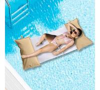Avalon - Amaca Galleggiante per Piscina con Cuscini Pouf Galleggianti NET, Pouffe Amaca, Cuscino Piscina in Tessuto Tecnico Antistrappo Impermeabile, Arredo Moderno, Made in Italy (75x150cm-Ecrù)