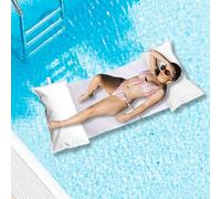 Avalon - Amaca Galleggiante per Piscina con Cuscini Pouf Galleggianti NET, Pouffe Amaca, Cuscino Piscina in Tessuto Tecnico Antistrappo Impermeabile, Arredo Moderno, Made in Italy (75x150cm-Bianco)