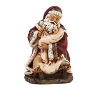 Avalon Gallery Kneeling Adoring Santa Claus Holding Infant Christ 7"""" Christmas Statue Figure Home Decoration