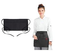 Avalon Kitchen Grembiule da cameriere e cameriera unisex con 3 tasche 50 x 40 cm, grembiule da donna, Nero (confezione da 1)