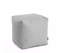 Avalon - Pouf Poggiapiedi CUBO Jazz, Puff Poggiapiedi Divano quadrato, Puffo Imbottito in Similpelle Resistente e Antistrappo, Comodo e Impermeabile, Made in Italy(50cm-Argento)