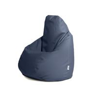 Avalon - Pouf Poltrona Sacco Medium in Similpelle Jazz, Puffo per Sedersi Ergonomico da Interno, Pouf a Sacco Impermeabile, Comoda Poltrona Sacco Moderna, Made in Italy(68x68x107cm-Blu Notte)