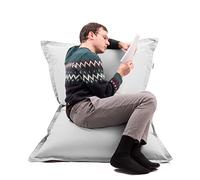 Avalon - Puff Poltrona Sacco Cuscino Grande Thin 220L Deluxe Sfoderabile, Pouf Sacco Sartoriale, Bean Bag in Tessuto Antistrappo/Impermeabile con Sacca Interna, Made in Italy (130x90cm-Grigio)