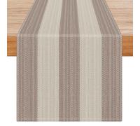 Avalune Runner Tavola Moderno Marrone Beige Elegante Strisce Runner Tavolo Effetto Lino Centro Tavola Moderni Esterno Interni Decorazioni per Tavolino da Caffè Sala da Pranzo Ristorante Festa 40x140