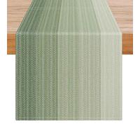 Avalune Runner Tavola Moderno Verde Elegante Strisce Runner Tavolo Effetto Lino Centro Tavola Moderni Esterno Interni Decorazioni per Tavolino da Caffè Cucina Soggiorno Ristorante Festa 40x140 cm