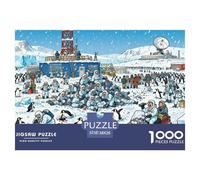 Avamposto di ricerca degli uccelli pinguino dell'Antartide Puzzle in Legno Impermeabile DIY Puzzles Da 1000 Pezzi Per Adulti Colorati Giochi Educativi