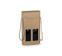 AVANA 20.5x9.5x35.5 cm Scatola ESAGONO PORTABOTTIGLIE VINO da 2 posti | scatola porta bottiglie robusta con cordoncini