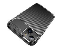 AVANA Custodia per iPhone 14 Plus Custodia Flessibile Slim Case Nero Bumper Silicone Antigraffio Fibra di Carbonio Cover Effetto Carbonio