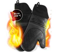 AVANA Guanti Da Forno In Silicone Neri Resistente Al Calore 350°C Set 2 Pezzi