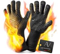 AVANA Guanti da griglia in aramide guanti da forno resistenti al calore fino a 800 °C, taglia unica, colore: nero