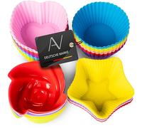Avana, pirottini in silicone riutilizzabili per muffin e cupcake, di alta qualità, ecologici, 8 colori, set da 36