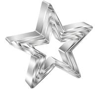 AVANA - Set di 5 formine per biscotti a forma di stella, in acciaio inossidabile, per Natale, argento