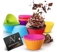 AVANA Stampi per muffin riutilizzabili in silicone di alta qualità, senza BPA, 8 colori, set da 24