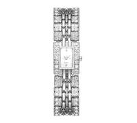 Avaner Orologio da donna al quarto: orologi da polso quadrato elegante fantasia con cassa e bracciali incorporati pavé di zirconi di qualità AAA - regalo per la festa della mamma, Natale, argento