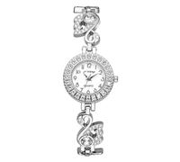 Avaner Orologio da donna al quarto: orologio da donna fantasia elegante diamante strass numeri arabi con decorazione piccolo cigno, regalo festa della mamma, Natale, argento