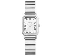 Avaner Orologio da donna rettangolare: orologio da polso regolabile in acciaio inossidabile con quadrante a numeri romani stile semplice e alla moda, regalo di compleanno, argento