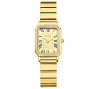 Avaner Orologio da donna rettangolare: orologio da polso regolabile in acciaio inossidabile con quadrante a numeri romani stile semplice e alla moda, regalo di compleanno, oro