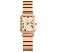 Avaner Orologio da donna rettangolare: orologio da polso regolabile in acciaio inossidabile con quadrante a numeri romani stile semplice e alla moda, regalo di compleanno, oro rosa