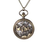 Avaner Orologio da tasca con catena cavalli: collana in bronzo, orologio da tasca con numeri arabi, orologio analogico per uomo e donna, come regalo per la festa della mamma, festa del papà, Natale,