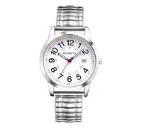 Avaner Orologio da uomo calendario in acciaio inossidabile: orologio da uomo con numeri arabi elastico orologio da polso analogico al quarzo facile da leggere per gli uomini, argento, Minimalista