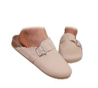 Avanise Pantofole da Donna in Tela con Stampa Leopardata,Eleganti Zoccoli Slip-on,Zoccoli da Donna con Supporto Plantare E Fibbia Regolabile con Plantare in Sughero Confortevole (UK4.5-EU38,Cachi)