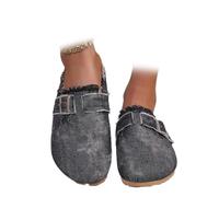 Avanise Pantofole da Donna in Tela con Stampa Leopardata,Eleganti Zoccoli Slip-on,Zoccoli da Donna con Supporto Plantare E Fibbia Regolabile con Plantare in Sughero Confortevole (UK4-EU37,Nero)